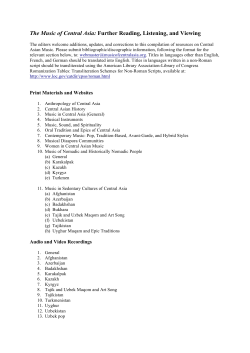 The Music of Central Asia: Further Reading, Listening, and Viewing