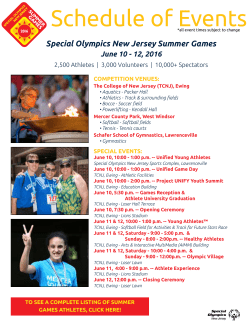 Schedule of Events - Special Olympics New Jersey