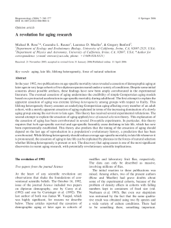 A revolution for aging research - The Rose, Mueller, and Greer