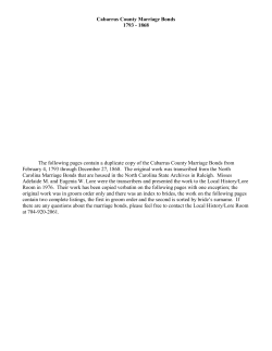 Cabarrus County Marriage Bonds 1793