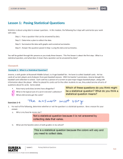 Lesson 1: Posing Statistical Questions