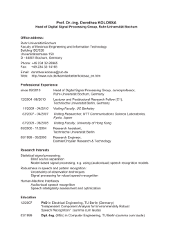 Prof. Dr.-Ing. Dorothea KOLOSSA - Ruhr