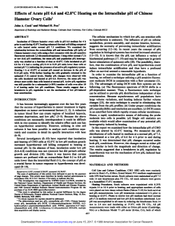 Effects of Acute pH 6.6 and 42.0&Acirc;&deg;CHeating on