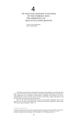 on the evolutionary functions of the symbolic self: the emergence of