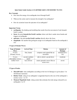 Quiz Study Guide Section 2.2 EARTHQUAKES AND SEISMIC