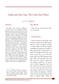 India and East Asia: The Look East Policy