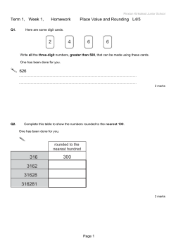 Term 1, Week 1, Homework Place Value and Rounding L4/5 626
