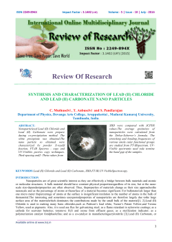 Review Of Research - Indian Streams Research Journal