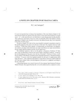 A NOTE ON CHAPTER 39 OF MAGNA CARTA