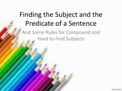 Finding the Subject and the Predicate of a Sentence