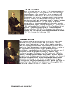 CALVIN COOLIDGE HERBERT HOOVER