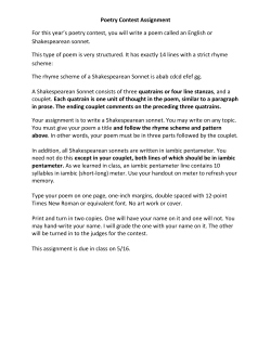 Poetry Contest Assignment For this year`s poetry contest, you will