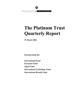 The Platinum Trust Quarterly Report