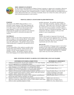 French, German and Spanish Senior Portfolio, p. 1 MDFL MISSION