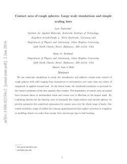 Contact area of rough spheres: Large scale simulations and simple