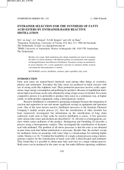 entrainer selection for the synthesis of fatty acid esters by entrainer
