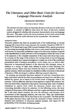 The Utterance, and OtherBasic Units for Second Language