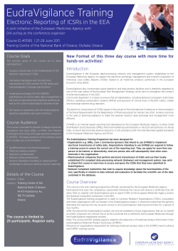 EudraVigilance Training - Drug Information Association