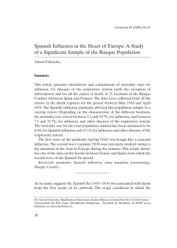 Spanish Influenza in the Heart of Europe. A Study of a
