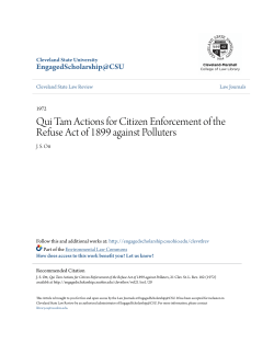 Qui Tam Actions for Citizen Enforcement of the Refuse Act of 1899