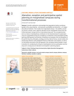 Alienation, reception and participative spatial planning on