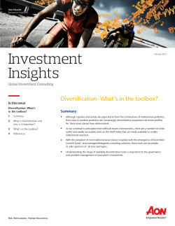 Diversification&ndash;What`s in the toolbox?