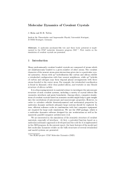 Molecular Dynamics of Covalent Crystals - IMD