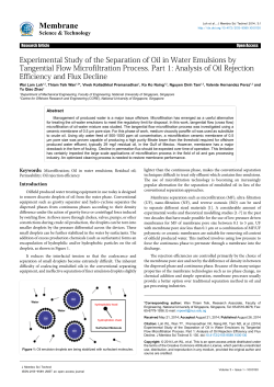 Experimental Study of the Separation of Oil in Water Emulsions by