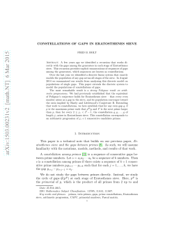 Constellations of gaps in Eratosthenes sieve