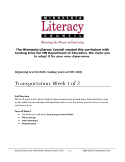 Beginning ESL Transportation Unit: Week 1 of 2