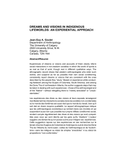 Dreams and Visions in Indigenous Lifeworlds: An Experiential