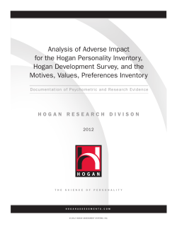 Analysis of Adverse Impact for the Hogan Personality Inventory