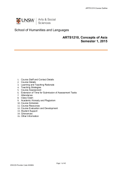 School of Humanities and Languages ARTS1210, Concepts of Asia