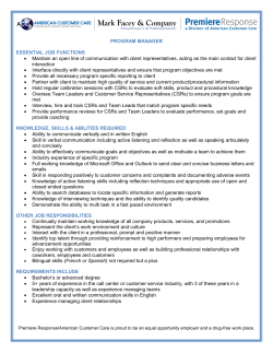 Program Manager - Premiere Response