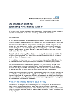 Stakeholder briefing – Spending NHS money wisely
