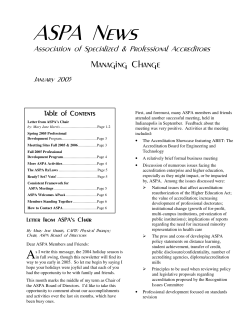 2005 January ASPA News - Association of Specialized and