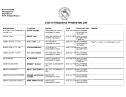 Body Art Registered Practitioners List