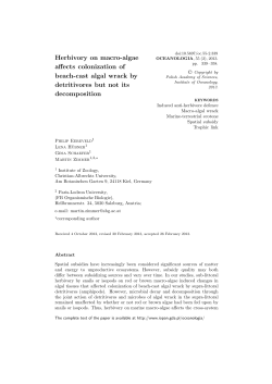 Herbivory on macro-algae affects colonization of beach