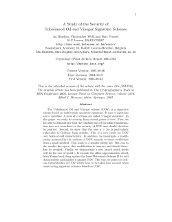 A Study of the Security of Unbalanced Oil and Vinegar