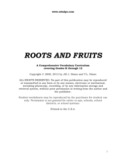 ROOTS AND FRUITS