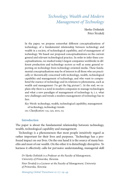 Technology, Wealth and Modern Management of Technology