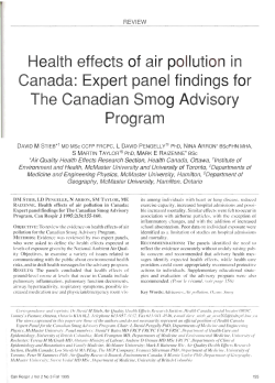 Health effects of air pollution in Canada: Expert panel