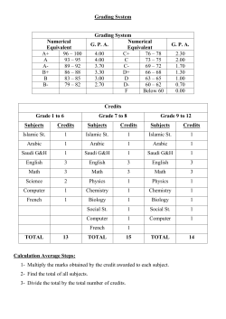 Grading System Grading System Numerical Equivalent G. P. A.