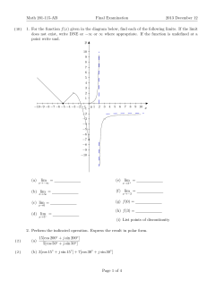 Math 201-115-AB Final Examination 2013 December 12 1. For the