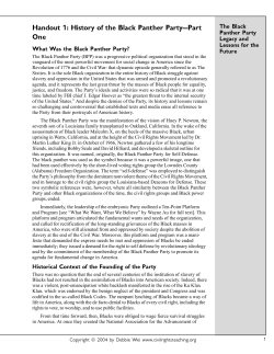 Handout 1: History of the Black Panther Party—Part One