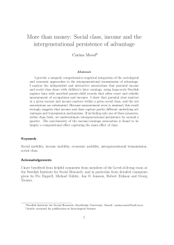 More than money: Social class, income and the intergenerational