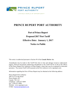 Proposed 2017 Port Tariff - Prince Rupert Port Authority