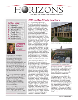 CEAS and EALC Find a New Home In This Issue Director`s Column