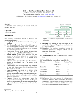 Title of the Paper (Times New Roman-14)