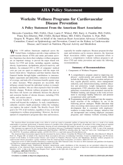 Worksite Wellness Programs for Cardiovascular Disease Prevention